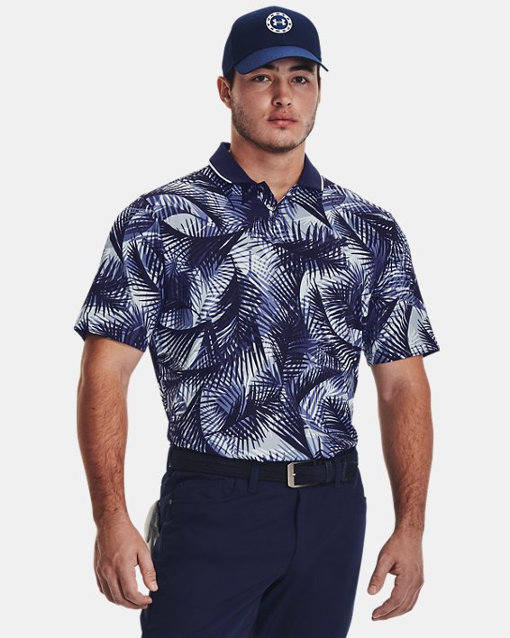 Men's UA Iso-Chill Graphic Palm Polo, Blue, pdpMainDesktop image number 0